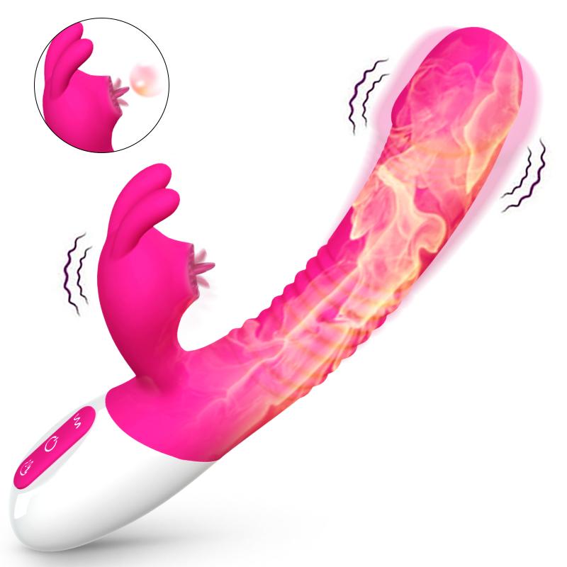 A3 - Şarjlı Akıllı Isıtmalı Güçlü Titreşimli ve Dil Hareketli G-Spot ve Klitoris Uyarıcı Yapay Penis Rabbit Vibratör