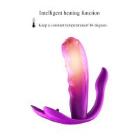 Cute M5 - Şarjlı Kumandalı Akıllı Isıtmalı G-Spot ve Klitoris Uyarıcı Dil Hareketli Giyilebilir 3 in 1 Anal Vibratör